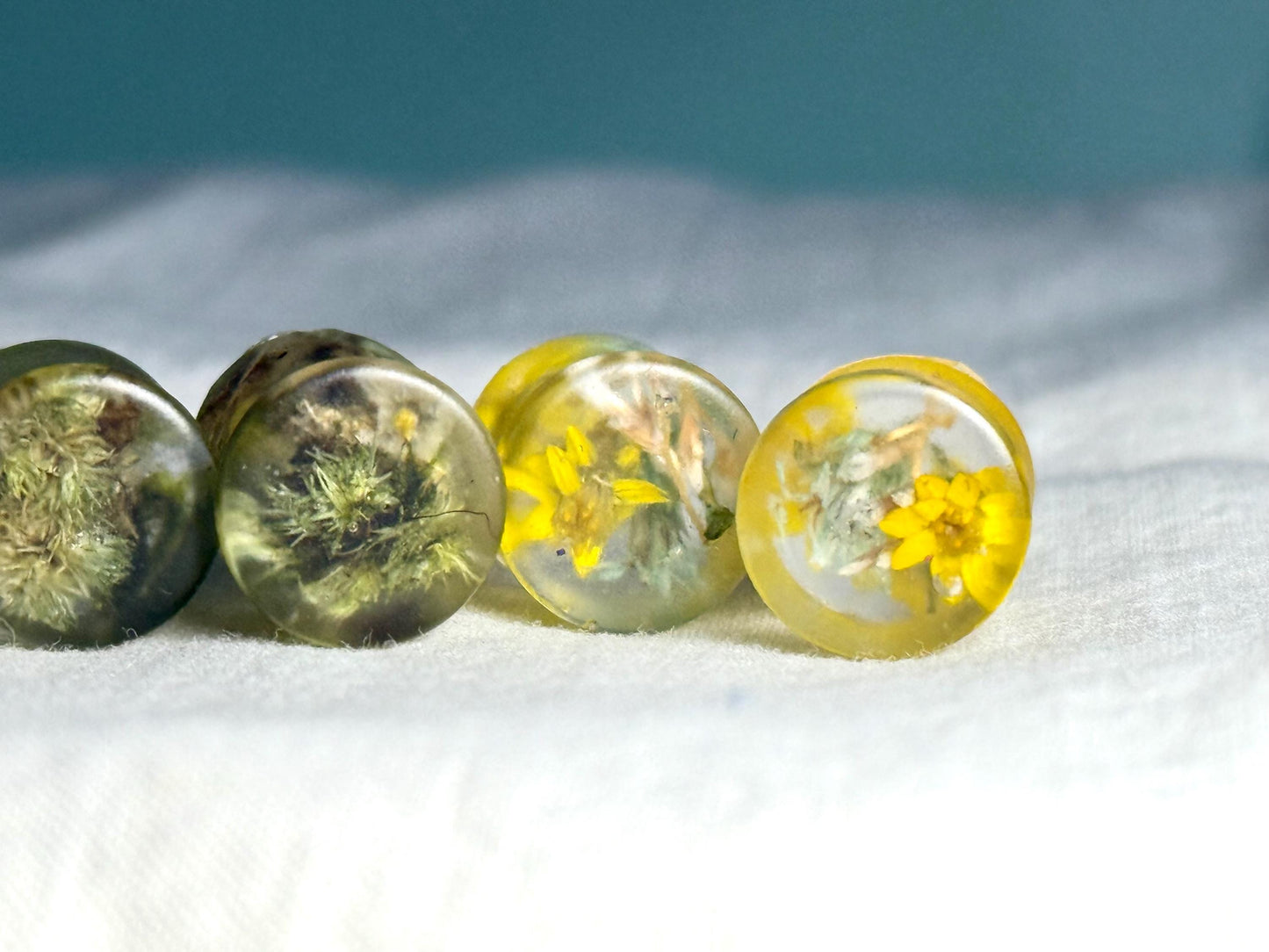 00g Resin Plugs | Real Flower & Moss Ear Gauges | Handmade Botanical Jewelry