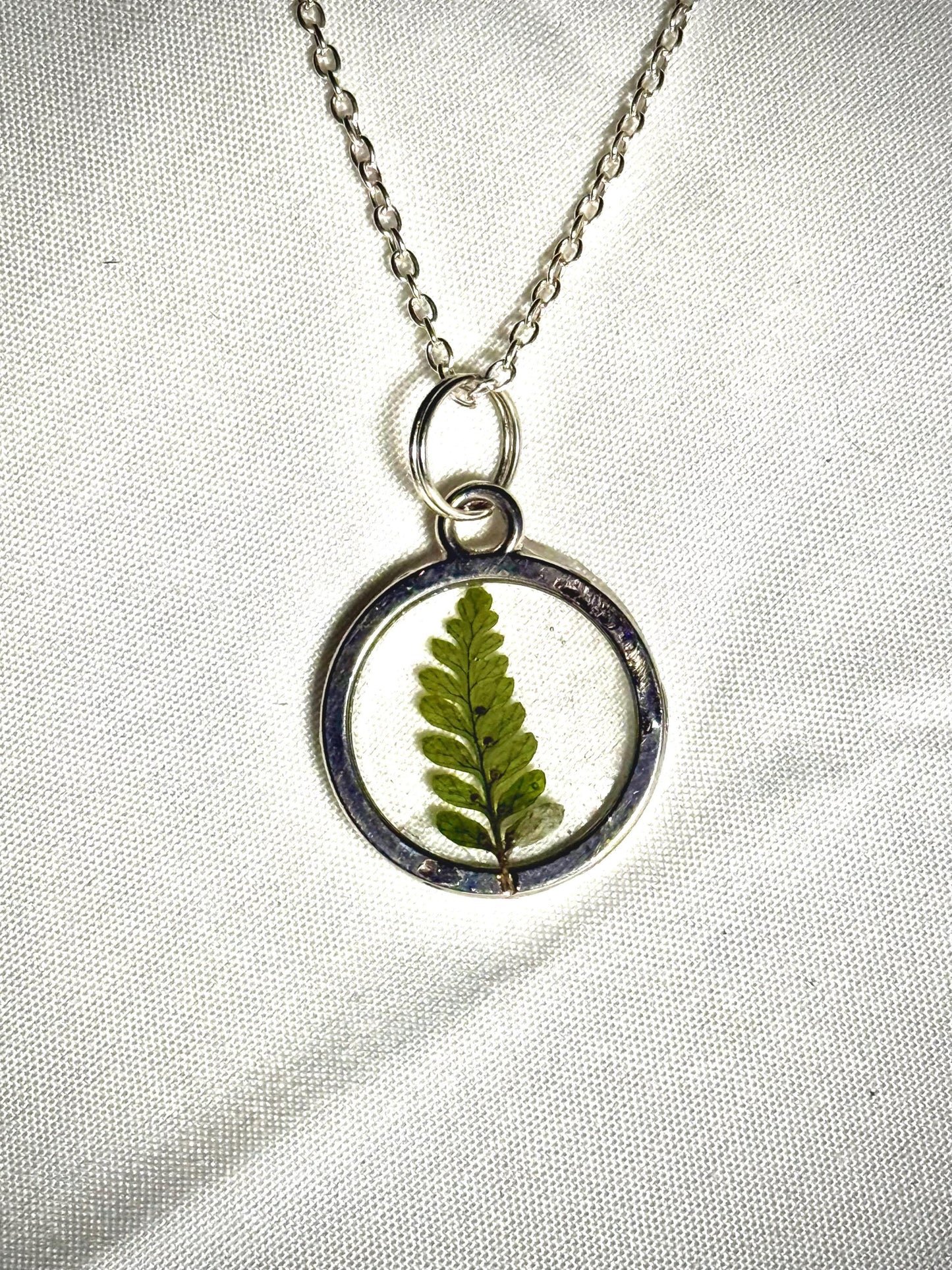 Tiny Preserved Fern Necklace, Real Dried Fern Pendant, Nature Inspired Pendant Necklace, Botanical Necklace, 16 inch. chain