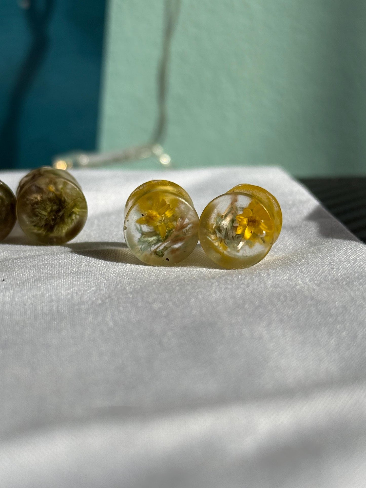 00g Resin Plugs | Real Flower & Moss Ear Gauges | Handmade Botanical Jewelry