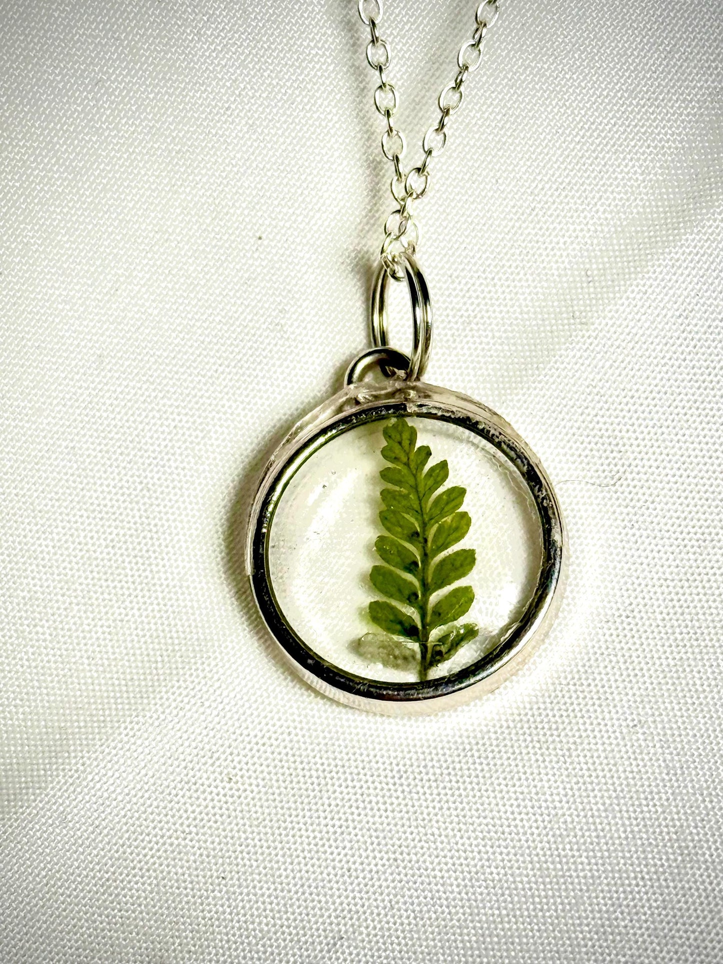 Tiny Preserved Fern Necklace, Real Dried Fern Pendant, Nature Inspired Pendant Necklace, Botanical Necklace, 16 inch. chain