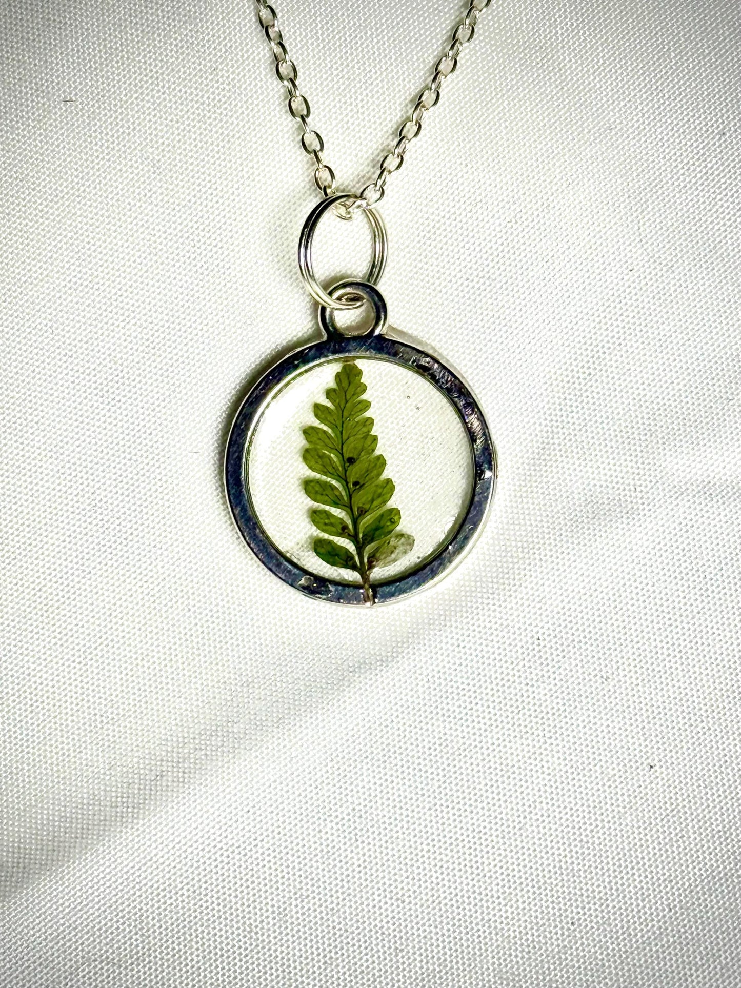 Tiny Preserved Fern Necklace, Real Dried Fern Pendant, Nature Inspired Pendant Necklace, Botanical Necklace, 16 inch. chain