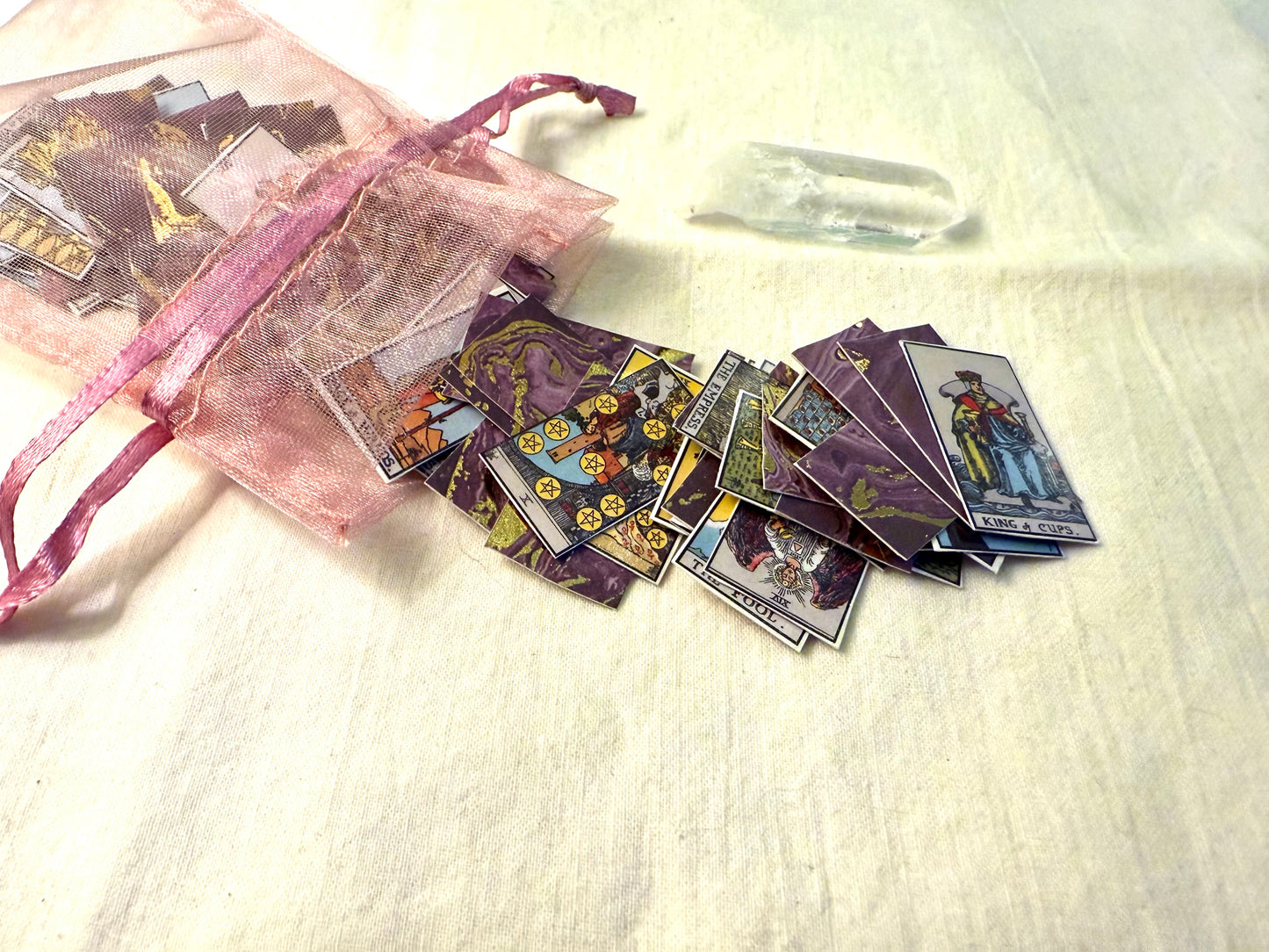 Miniature Bag of Tarot Cards (Tiny Tarot Cards in Purple Sachet)