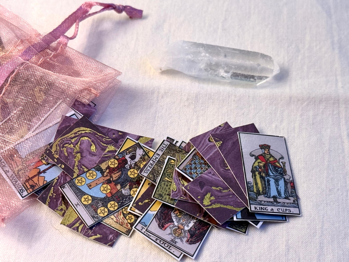 Miniature Bag of Tarot Cards (Tiny Tarot Cards in Purple Sachet)