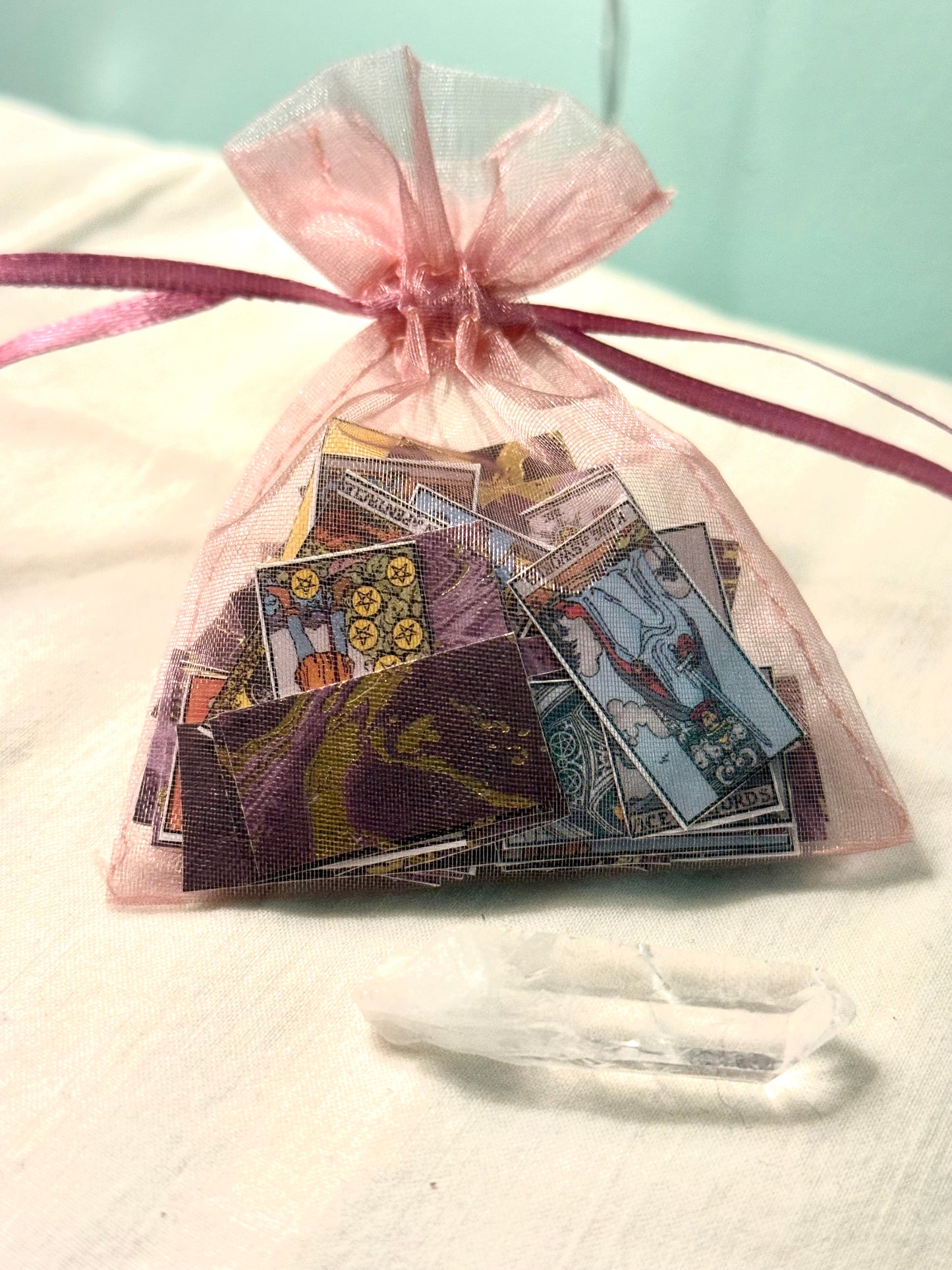 Miniature Bag of Tarot Cards (Tiny Tarot Cards in Purple Sachet)