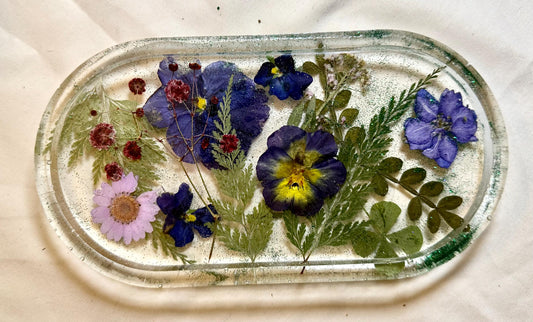 Handmade Pressed Flower & Fern Tray- Botanical Decorative Tray, Nature Inspired Home Decor, Unique Gift