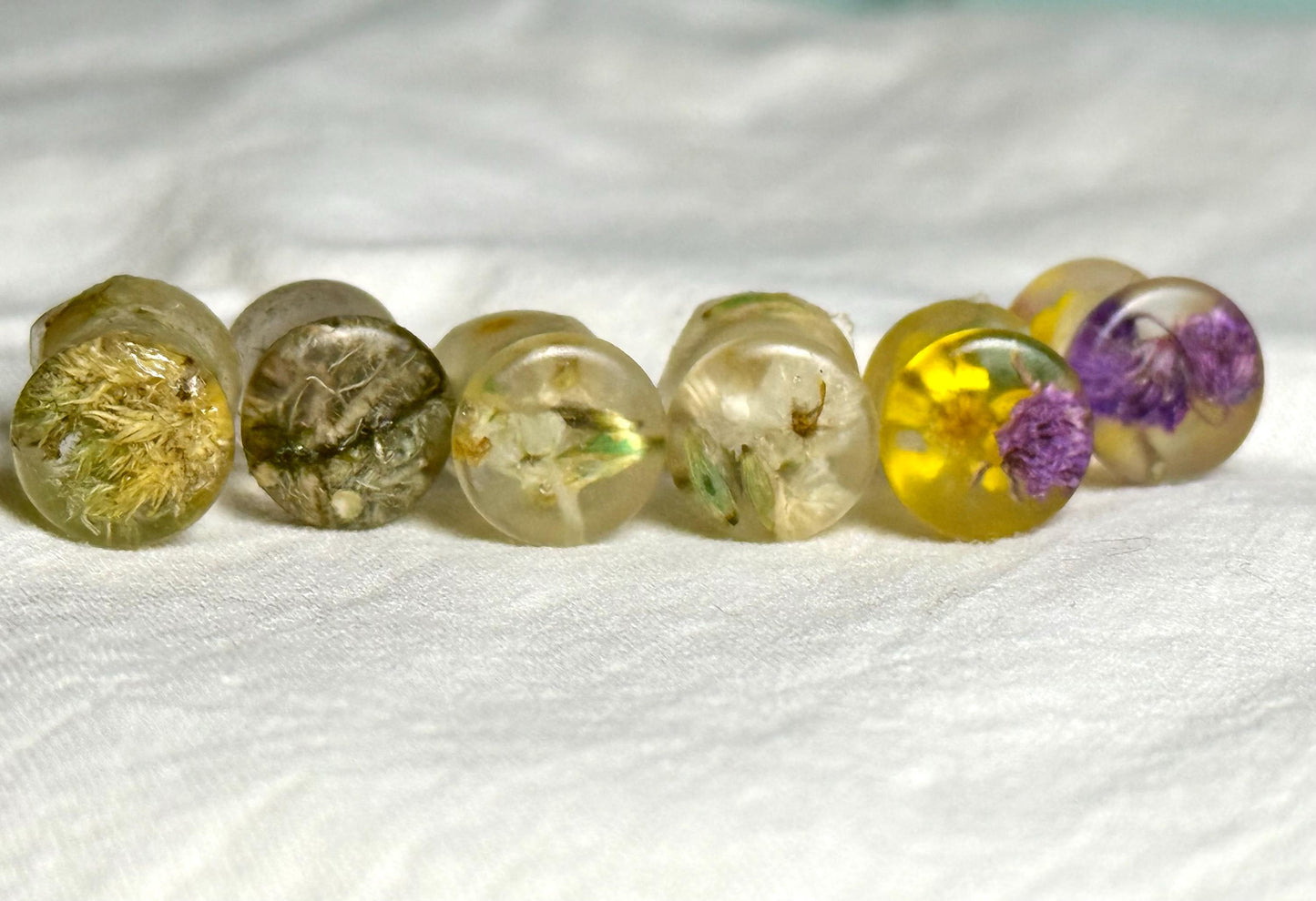 0g Resin Plugs | Real Flower & Moss Ear Gauges | Handmade Botanical Jewelry