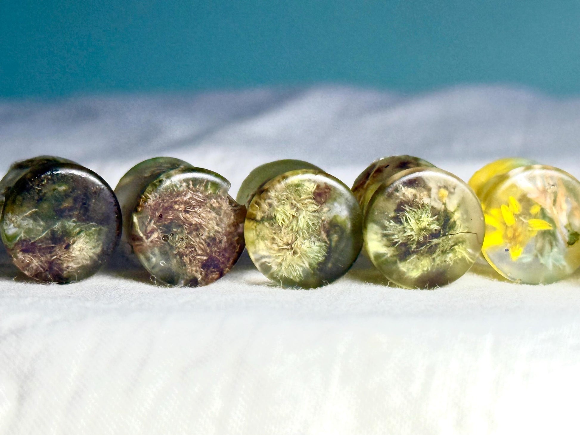 00g Resin Plugs | Real Flower & Moss Ear Gauges | Handmade Botanical Jewelry