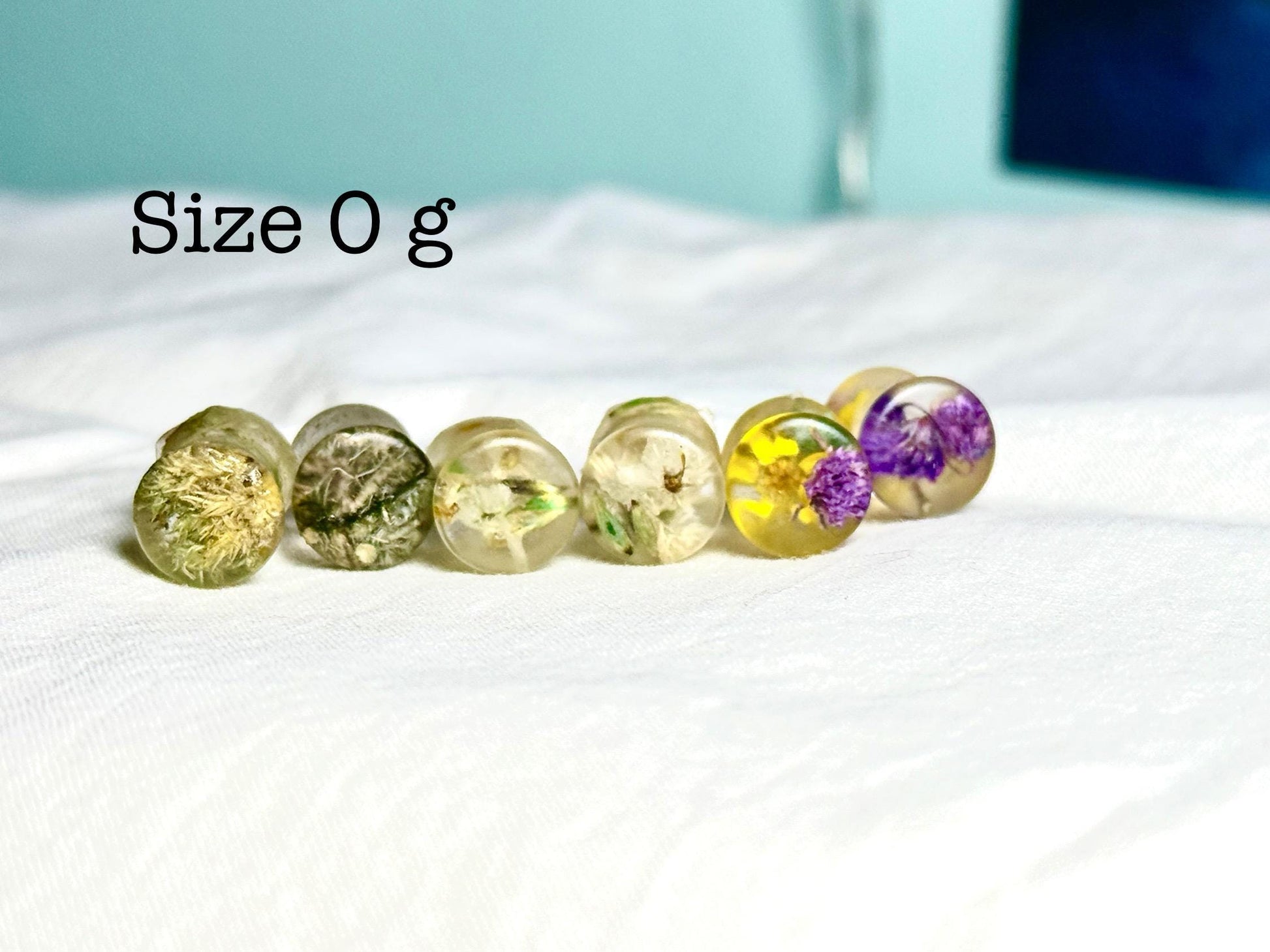 0g Resin Plugs | Real Flower & Moss Ear Gauges | Handmade Botanical Jewelry